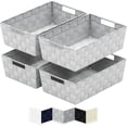 thumbnail image 1 of NEATERIZE Woven Storage Baskets for Organizing - 4 Fabric Empty Organizer Bins With Handles - Great Bin for Organization, Linen Closet Shelves & Bathroom Basket. Empty Baskets for Gifts (Grey), 1 of 7