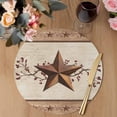thumbnail image 3 of Farmhouse Texas Star Brown Round 15 Inch Placemats Set of 6, Berry Vintage Wooden HeatResistant Non Slip Place Mats for Dining Table, Wipeable Braided Kitchen Table Mats for Housewarming, 3 of 9