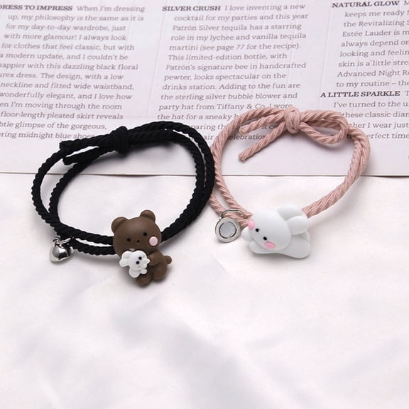 OPOLSKI 2Pcs Couple Bracelet Cartoon Magnetic Matching Lovers Wristband Jewelry 2pcs