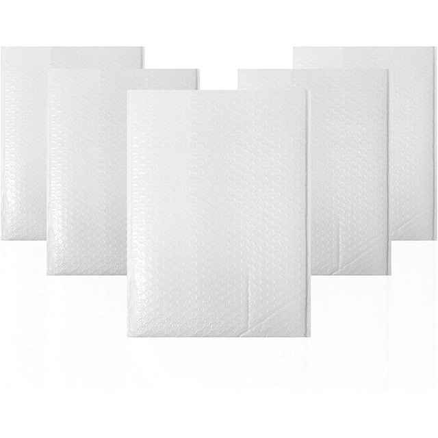 Pack de 25 sobres acolchados blancos de polietileno 7.25 x 11 pulgadas, sobres con burbujas y cierre autoadhesivo