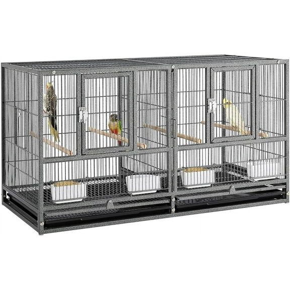 Single Stackable Center Divider Breeder Birds Parrots Breeding Cage With Side Nesting Box Doors