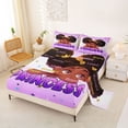 thumbnail image 2 of Castle Fairy Cartoon Black Kawaii Princess Queen Sheets 4 Pieces,Stars Print Design Queen Sheet Sets,Purple Gold,1 Fitted Sheet, 1 Flat Sheet and 2 Pillowcases, 2 of 6