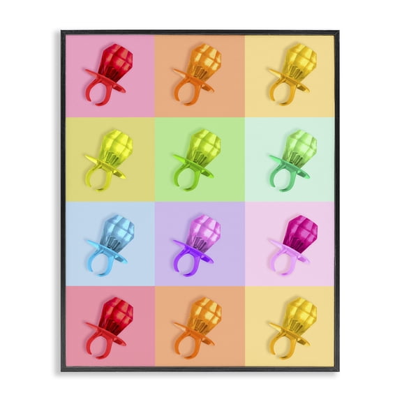 Stupell Industries Eclectic Candy Gem Pop Grid Black Framed Giclee Art, 11 x 14, by LISH Creative
