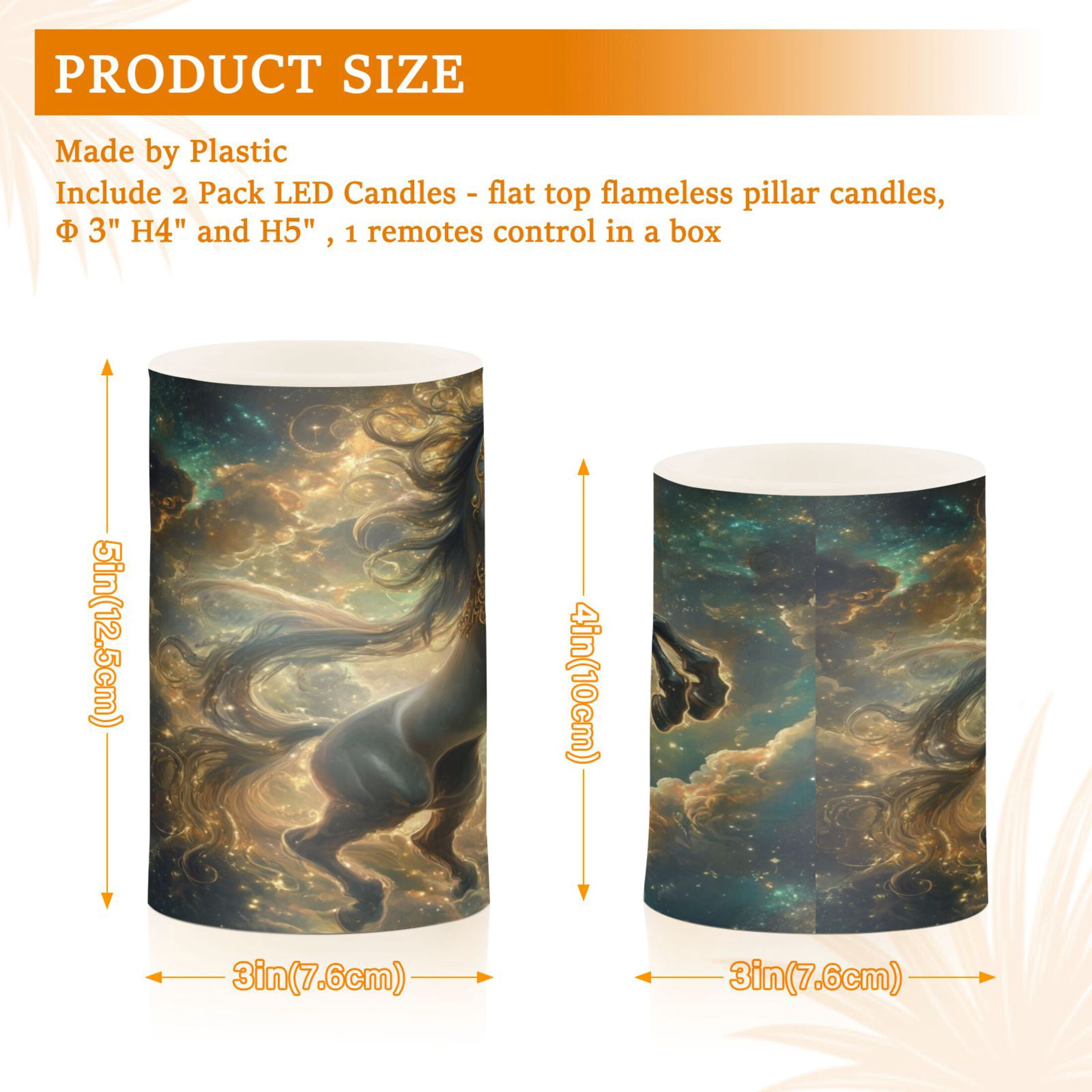 2 PCS Flameless Candles with Remote Timer LED Battery Operated Flickering Candle Light for Wedding Table Home Decoration Gifts Noble and Elegant Horse