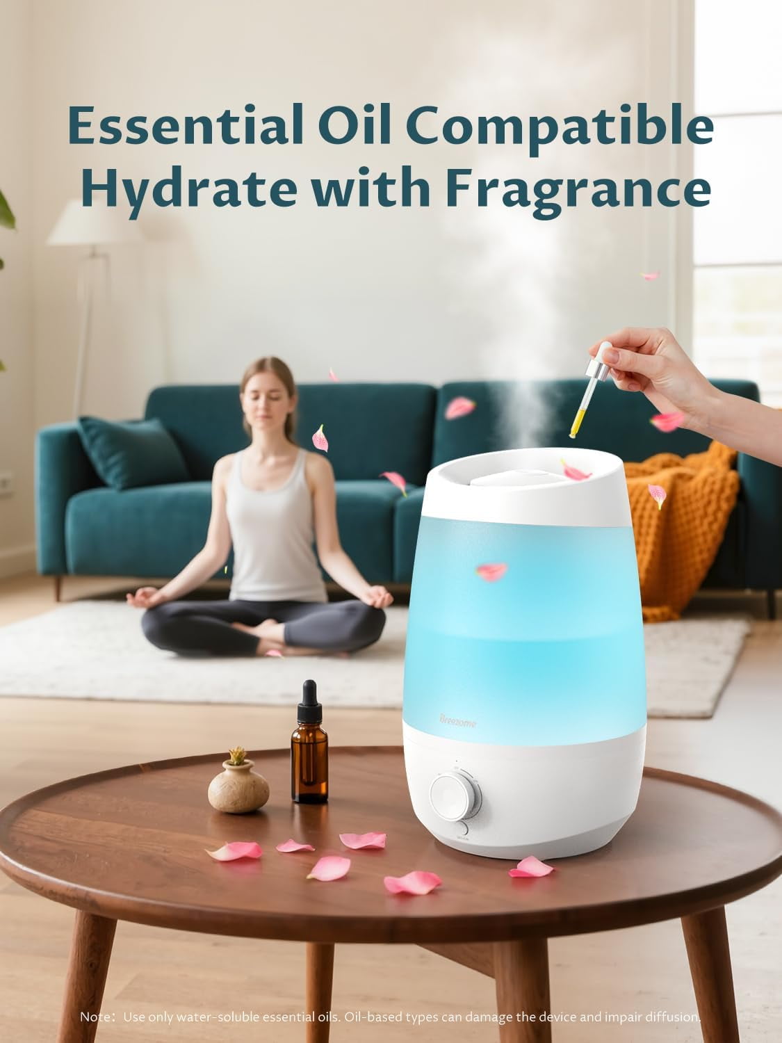 2.5L Top Fill Humidifiers for Bedroom, 250ml/h Mist Output, 25hrs Humidifiers for Home, 7 Adjustable LED, Essential Oil Diffuser, 25dB Ultrasonic Humidifier for Baby and Indoor Plants, White