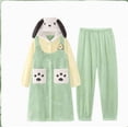 thumbnail image 5 of Pijama largo de franela de vellón coral para otoño e invierno, bonito pijama para perro, para mujer, camisón grueso, ropa de casa, 5 of 5
