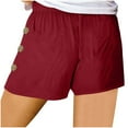 thumbnail image 4 of LEBONYARD Womens Shorts Clearance $5,Women's Shorts in Lightweight Materials,Womens Plus Size Comfy Drawstring Casual Elastic Waist Pocket Loose Shorts Pants Wine M, 4 of 6