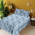 thumbnail image 2 of Ambesonne Floral Design Fitted & Flat Sheet with Shams 4 Pcs Set, Dreamy Blooms Print, Calking, Pale Ceil Blue and Dark Teal, 2 of 5