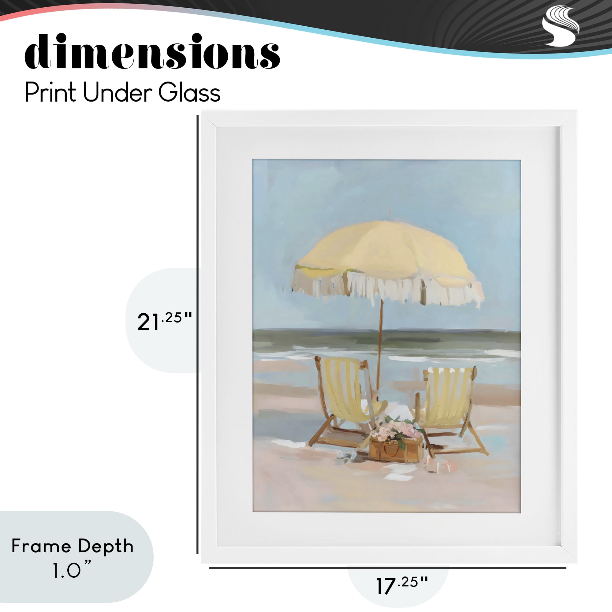 Stupell Industries Yellow Chairs Beach Relaxation White Framed Print Under Glass, design by Sisi and Seb