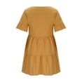 thumbnail image 5 of Bxsruta Women's Short Sleeve V-Neck Dress with Irregular Hem Soft Comfortable Fabric for Casual Office Daily Wear, 5 of 6
