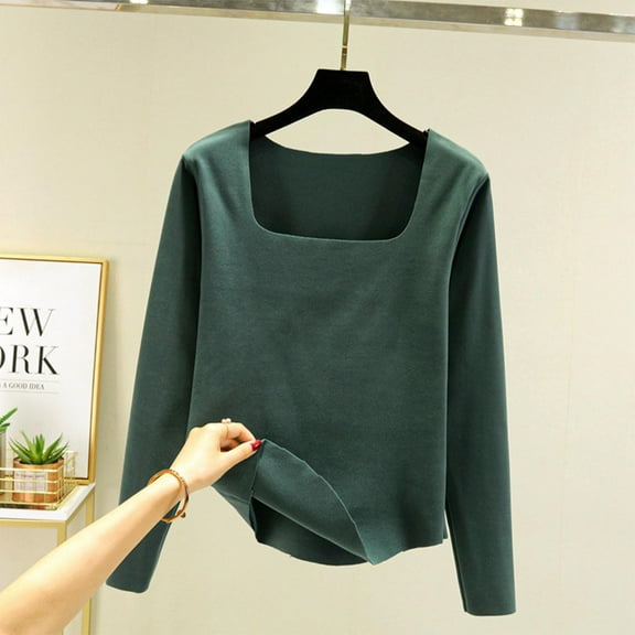 Pejock Women's Long Sleeve Round Neck Blouse, Casual Comfortable Imitation Suede Top, Soft Stretch Fashion Shirt for Daily Wear and Home Office