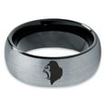 thumbnail image 2 of Tungsten Growling Angry Gorilla Ape Band Ring 8mm Men Women Comfort Fit Black Dome Brushed Gray Polished, 2 of 4