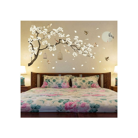 Vinil Decorativo Sala Habitación Árbol Cerezo Flores Aves DaraBaby VinDe213