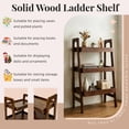 thumbnail image 4 of Noble House 3-Tier Solid Wood Ladder Shelf, Small Bookshelf and Side Table with Open Storage, Space Saving, Walnut, 4 of 13