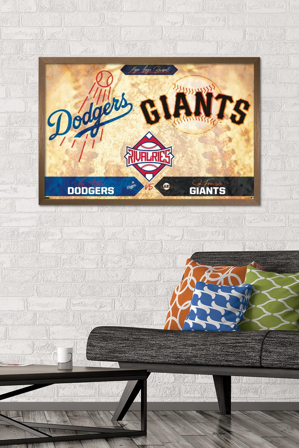 MLB Rivalries - Los Angeles Dodgers vs San Francisco Giants Wall Poster, 22.375" x 34" Framed