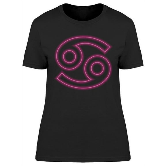 Cancer Zodiac Symbol Neon Design T-Shirt Women -Image by Shutterstock, Female XX-Large