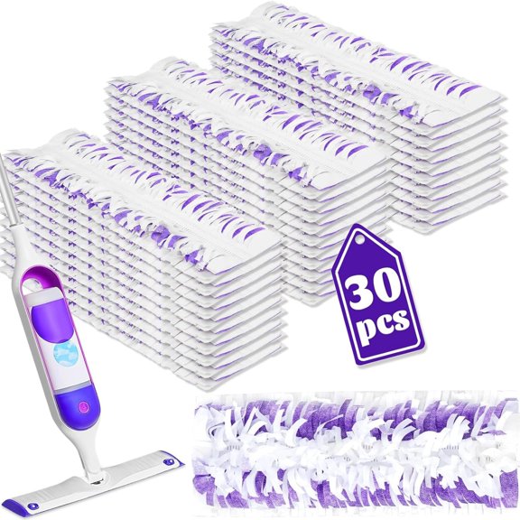 Pecham 30Pcs Disposable Microfiber Mop Pads Fit for Swiffer PowerMop, Multi-Surface Mopping Pad Refills for Tile, Vinyl, Laminate & Hardwood Floors