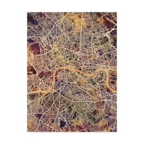 Trademark Fine Art 'London England Street Map Dark II' Canvas Art by Michael Tompsett