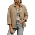 thumbnail image 2 of Casual Quilted Jacket for Women Collared Button Front Loose Fit Spring Fall Jacket, 2 of 9