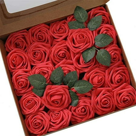 

25pcsArtificialRoseFlowersFakeRosesRealLookingFoamRoseswithStemsforDIYWeddingBouquetsBridalShowerCenterpiecesPartyDecor