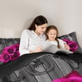 thumbnail image 5 of Hot Pink Rose Flowers Comforter Set Full Retro Rustic Rose Floral Bedding Set Valentine'S Day Wedding Couple Bedding Comforter Sets Men Women,Romantic Blossom Quilt Black Grey 3 Pcs, 5 of 7