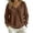 Brown, variant on Women's Fall Long Sleeve T Shirts Soft Waffle Knit V Neck Loose Tunic Tops Solid Color Basic Blouses Oversized Casual Layering Tees Gray