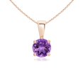 thumbnail image 1 of Angara Collier en Améthyste Naturelle - Pendentif Solitaire Rond en Or Rose 14K avec Broches pour Femmes, 1 of 9