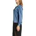 thumbnail image 4 of INSPIRE CHIC Women's Office Tie V Neck Long Sleeve Elegant Blouse Shirt L Dusty Blue, 4 of 7