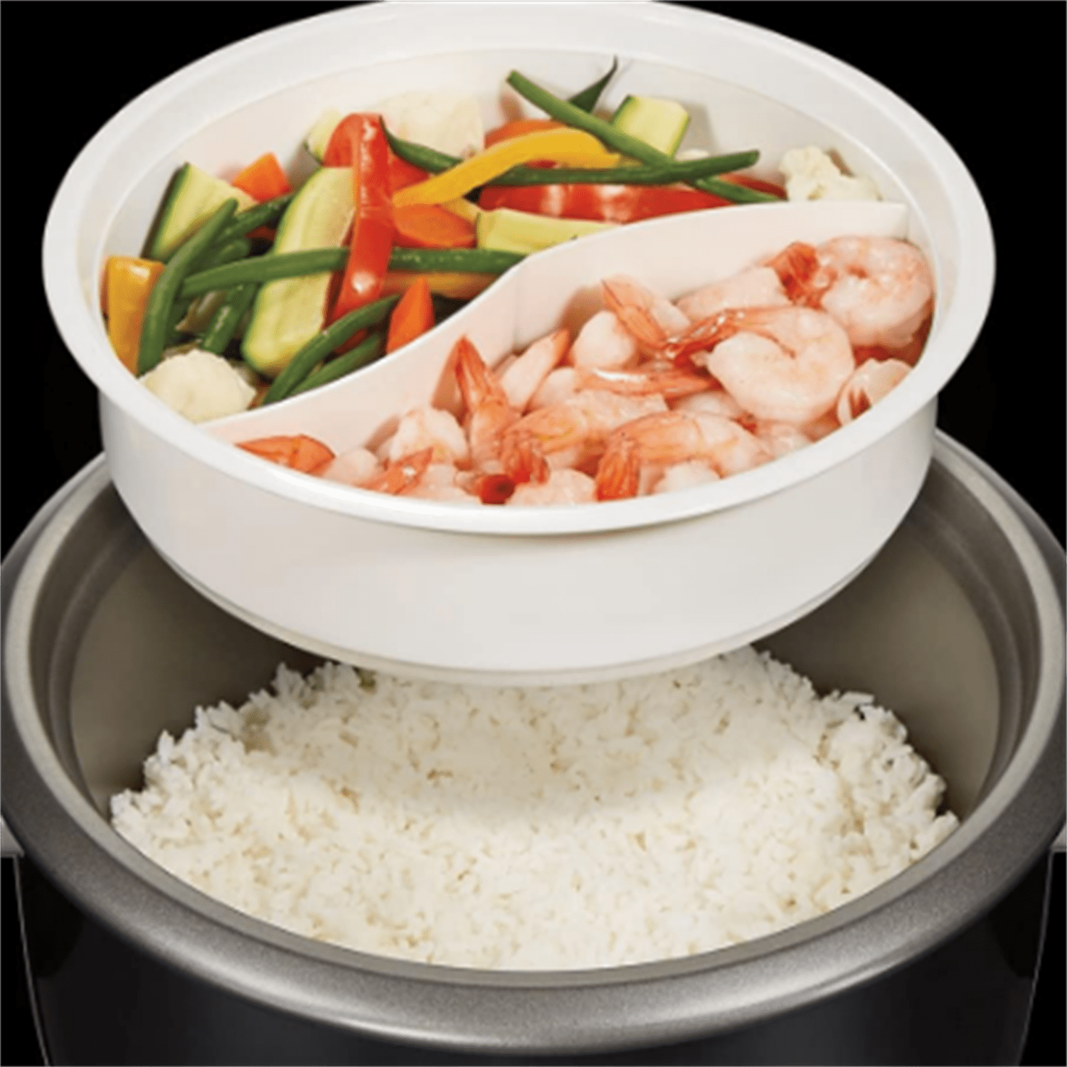 "Rice Cooker & Food Steamer, 30 Cups Cooked (15  Cups Uncooked), Includes Steam and Rinsing Basket, Black"