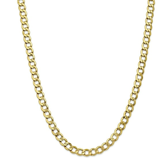 10K Yellow Gold chain Curb 20 in 7 mm 7.0mm Semi-Solid Link