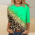 thumbnail image 1 of Hauts pour Femmes Décontractés Été Mode pour Femmes T-shirt Ample Imprimé Blouse à Manches 3/4 Col Rond Hauts Décontractés Blouses pour Femmes en Liquidation, 1 of 4