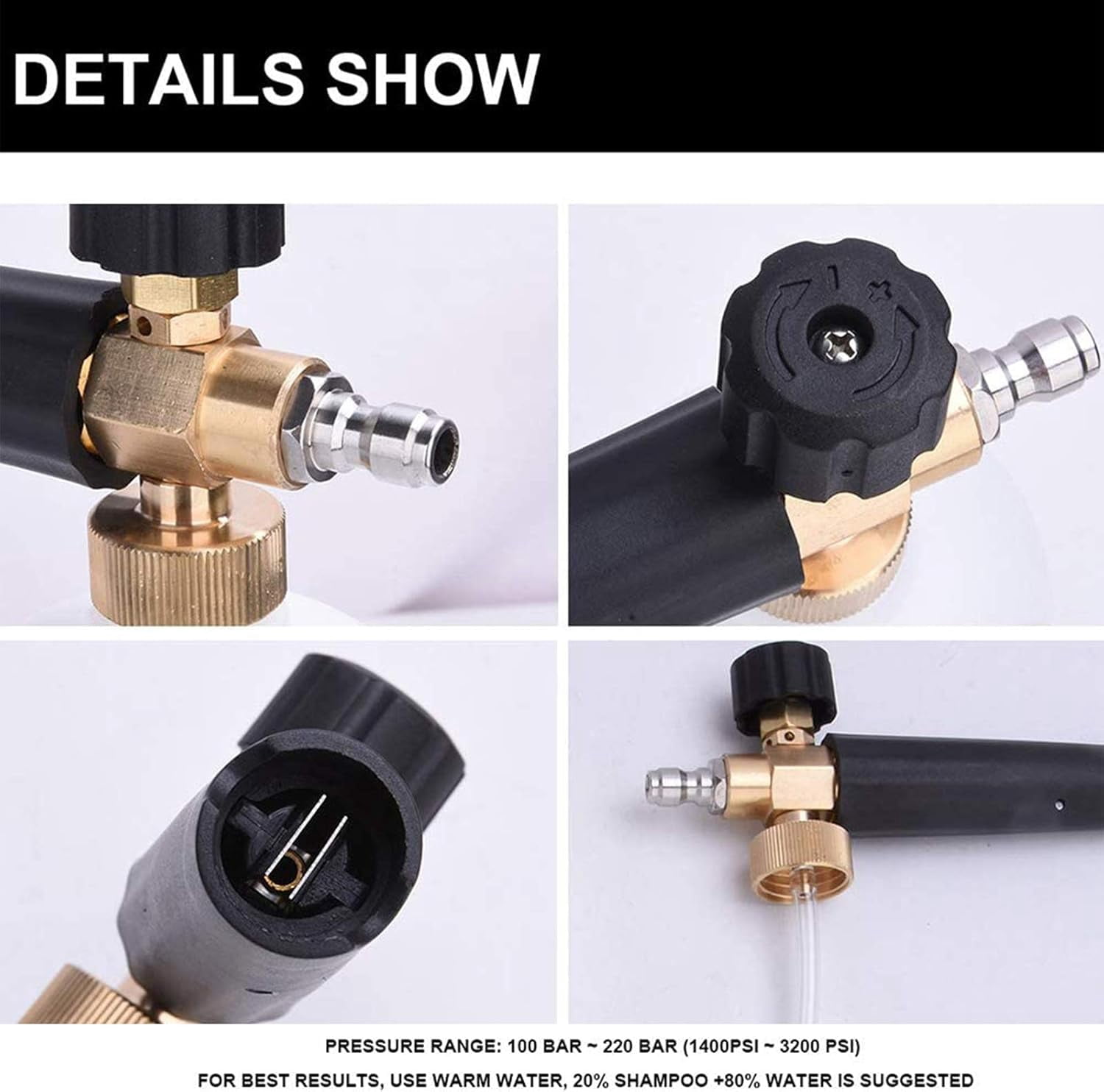 Heavy Duty Construction Foam Cannon, Environmentally Friendly Compact Size Multiple Use Cleaning Tool, Adjustable Spray Nozzle For Dense Foam Generation, Pressure Washer