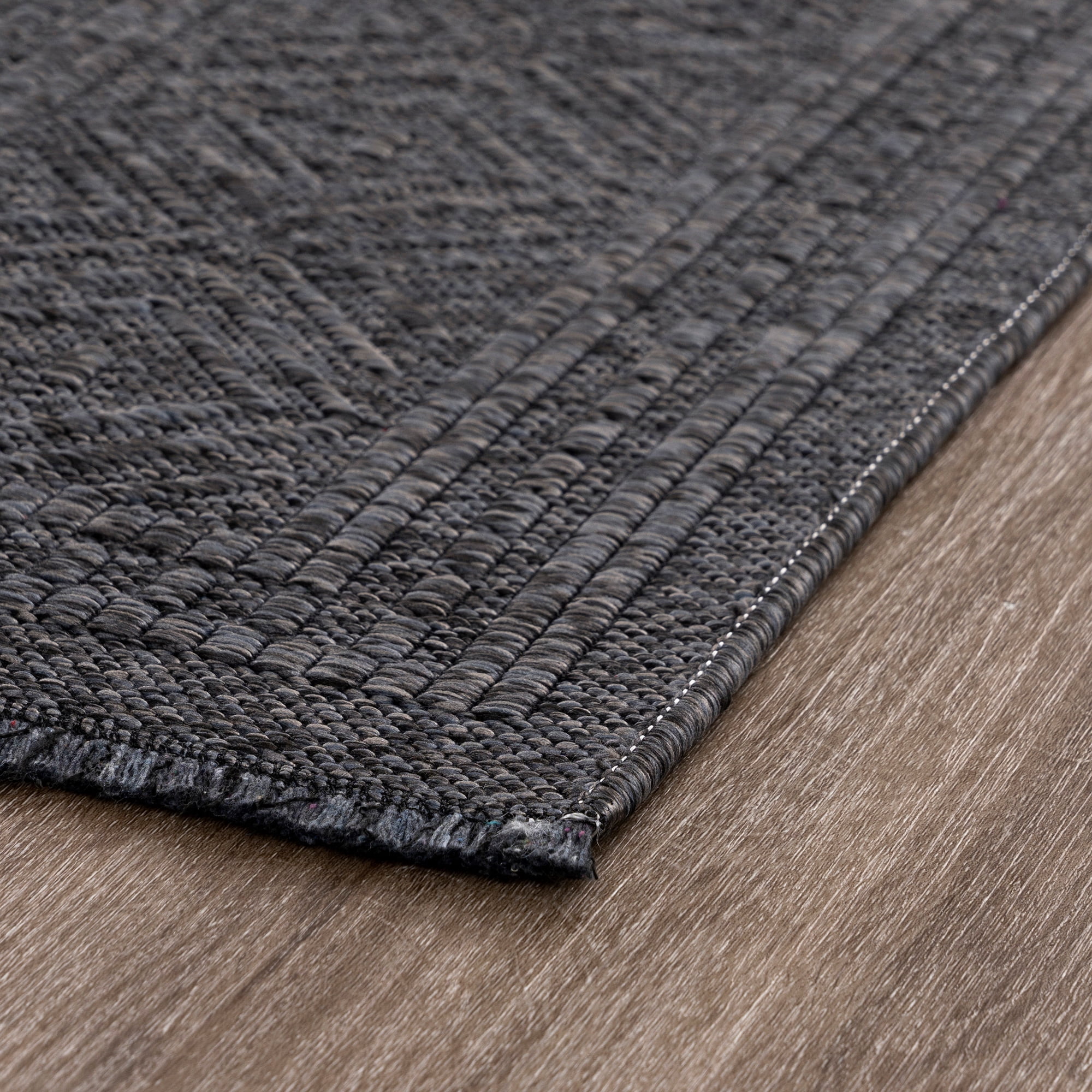Alma Transitional 5' x 7' Dark Gray and Ash, Machine Washable Polyester & Cotton Indoor Area Rug