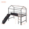 thumbnail image 3 of Tcbosik Twin Size House Loft Bed with Slide and Ladder, Metal Bed Frame with 2 Sided Writable Wooden Board and Roof for Kids Teens, Black, 3 of 9