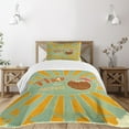 thumbnail image 3 of Ambesonne Tiki Bar Quilted Bedspread Set 2 Pcs, Aloha Fun Party, Twin Size, Almond Green Orange, 3 of 6