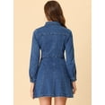 thumbnail image 4 of Vestido De Mezclilla Informal De Manga Larga Con Cuello Enrollado Y Botones De Mezclilla Para Mujer Azul S, 4 of 6