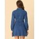 thumbnail image 4 of Vestido De Mezclilla Informal De Manga Larga Con Cuello Enrollado Y Botones De Mezclilla Para Mujer Azul S, 4 of 6