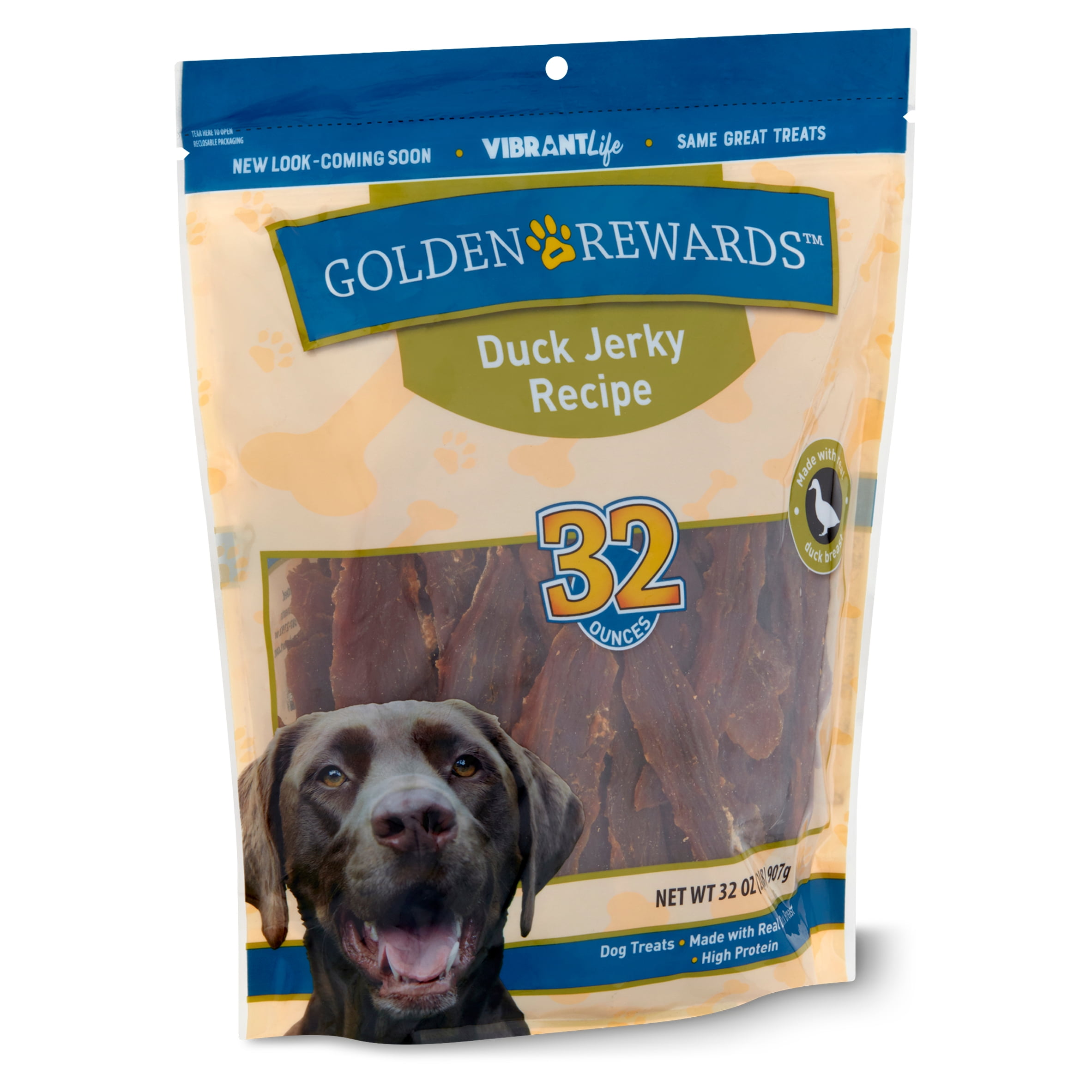 Vibrant Life Golden Rewards Duck Jerky Recipe Dog Treats, 32 oz