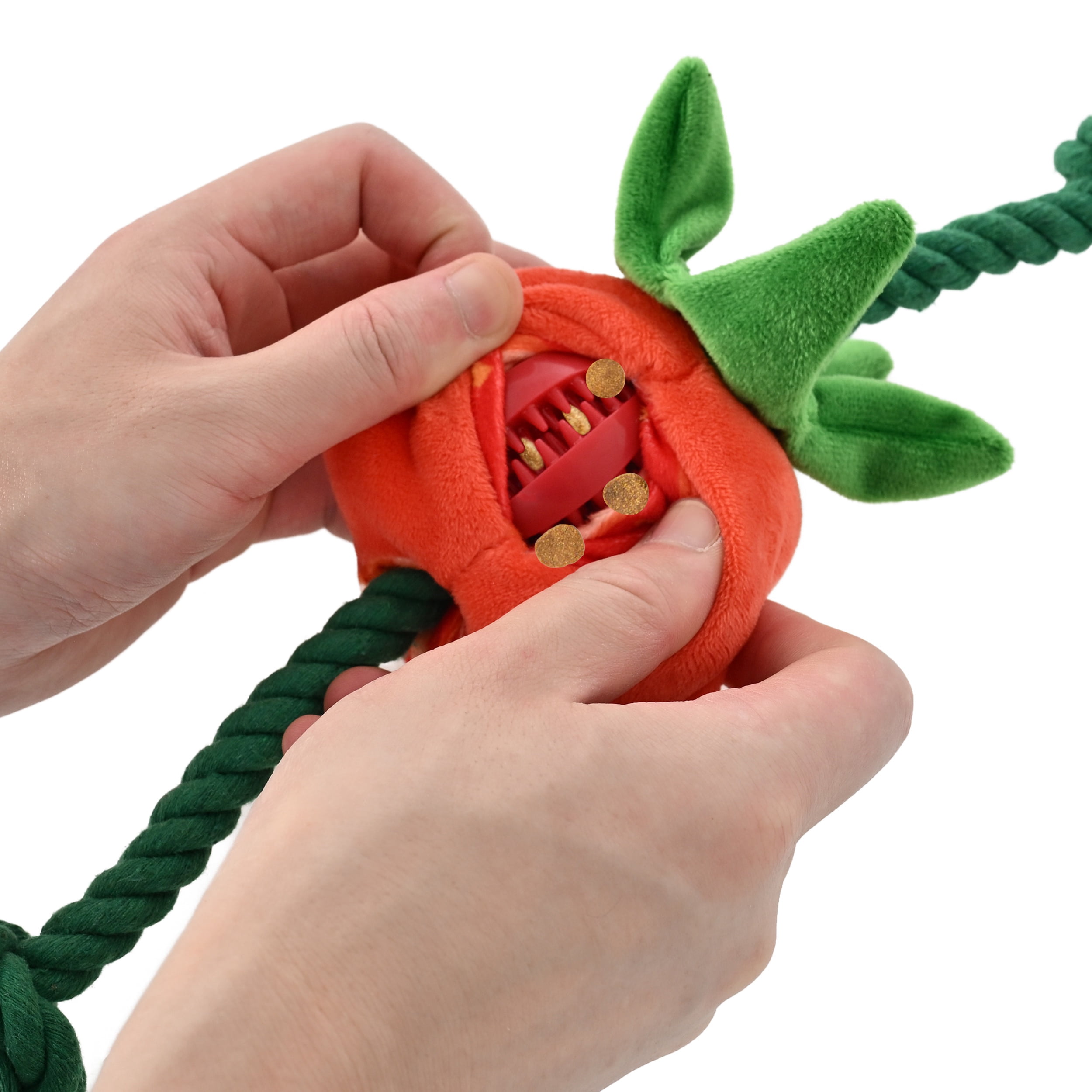 Max & Marlow Dog Rope Toys, 2 in 1 Interactive Veggie-themed Plush Toys with TPR Toys, 3 Pack