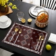 thumbnail image 3 of Brown Boho Placemats Set of 12, Retro Farmhouse Abstract Geometric Ethnic Art Placemats for Dining Table, Place Mats for Kitchen Tabletop, Waterproof Wipeable Dining Table Mats Set, 3 of 9