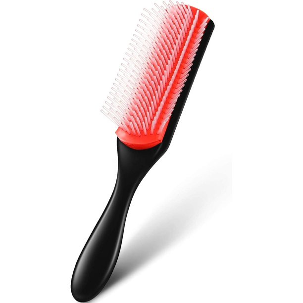 1 cepillo para peinar de 9 filas con cerdas de nailon, equipado con almohadilla de goma antiestática, exfoliado, esponjoso, separado, moldeado y definidor del cabello rizado Sincero Electrónica