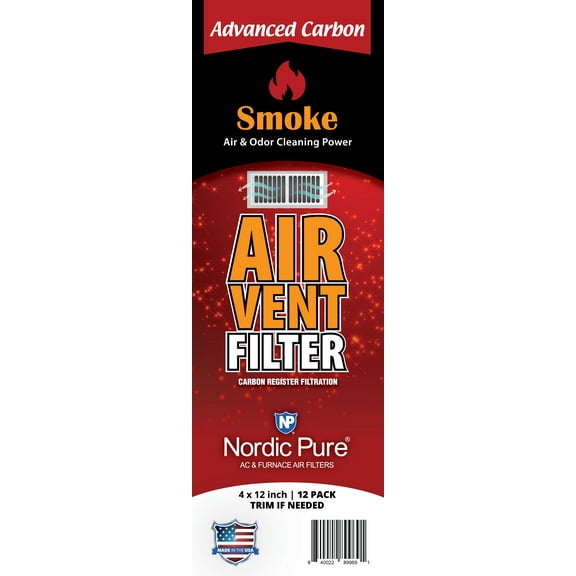 Smoke Odor Reducing Advanced Carbon Air Vent Filters 4x12 (Register) 1 Pk of 12