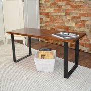 Contemporary Home Living Solid Rectangular Wooden Bench - 40 - Chestnut Brown and Black