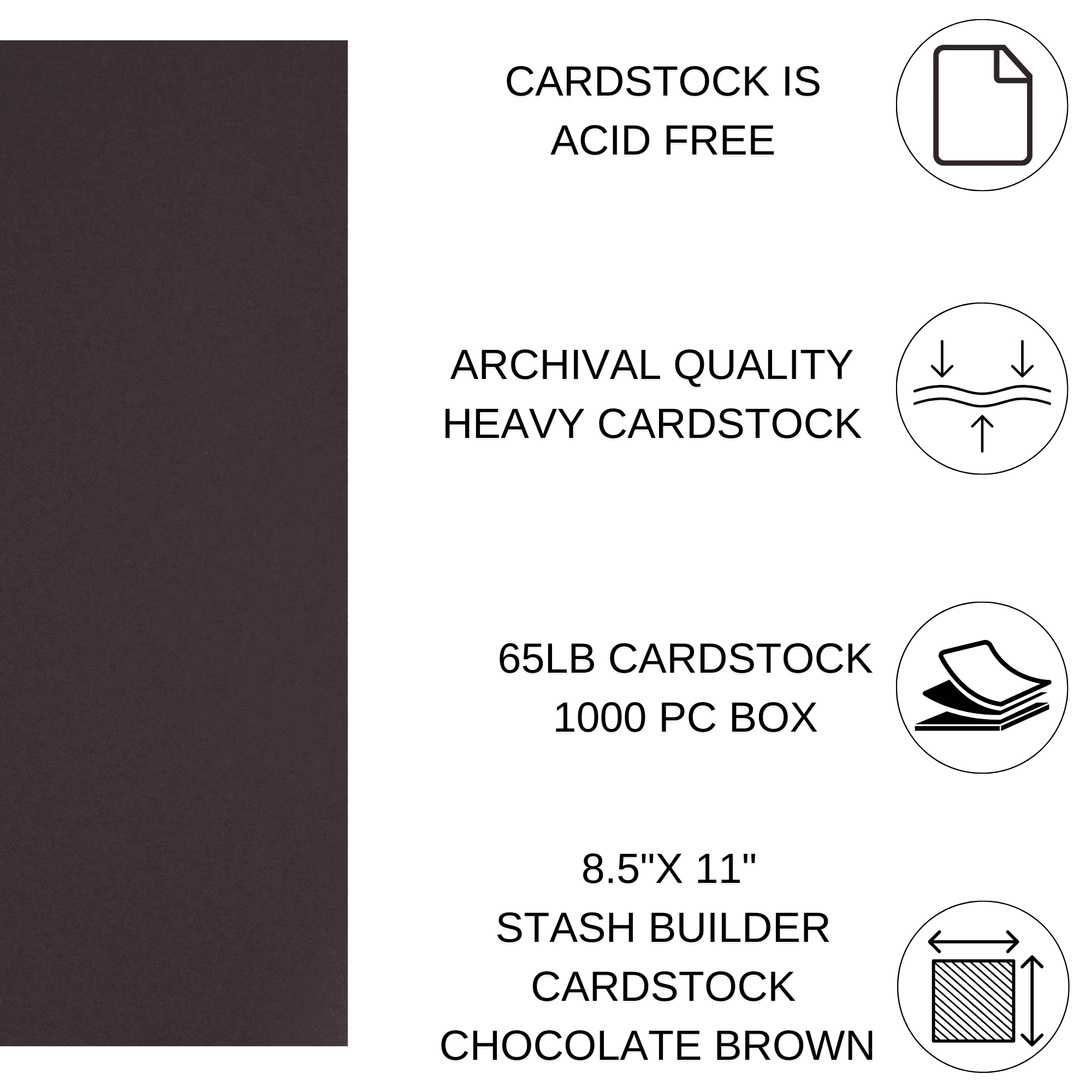 PA Paper Accents Stash Builder Cardstock 8.5" x 11" Chocolate Brown, 65lb colored cardstock paper for card making, scrapbooking, printing, quilling and crafts, 1000 piece box