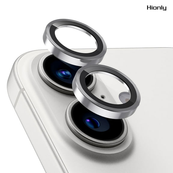 Hionly Compatible with iPhone 16 / iPhone 16 Plus Camera Lens Protector, [1 Step Installation Tray] Metal Individual Camera Cover Accessories Case Friendly - White