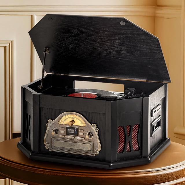 Tocadiscos Bluetooth 10 en 1 ORCC con CD, casete y radio