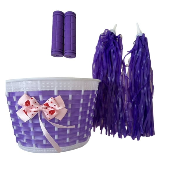 Childrens Bicycles Front Basket Handlebar Grip Streamer Plastic Bike Handlebar Wicker Basket Decoration for Girl