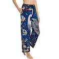 thumbnail image 6 of Salouo Blue Heron Floral Garden Print Women's Pajama Pants Casual Loose Sweatpants PJs Flowy Pants Drawstring Palazzo for Women Wide Leg Pants Lounge Pajama -Large, 6 of 8