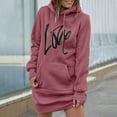 thumbnail image 2 of FEIFLY Women's Sweatshirts Loose Hoodie Mid Length Hoodie Dress Pullover Long Sleeve Solid Color Leisure Winter Autumn Workout Tops, 2 of 6