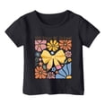 thumbnail image 1 of PMVFHDE T-Shirts Mignons Basiques pour Filles Hauts Tendance pour Filles T-Shirts pour Filles Mode Décontractée Imprimé Col Rond Manches Courtes T-Shirt Noir, 4-5 Ans, 1 of 4